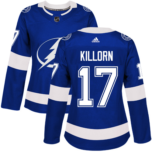 Adidas Tampa Bay Lightning #17 Alex Killorn Blue Home Authentic Women Stitched NHL Jersey->women nhl jersey->Women Jersey